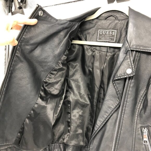 GUESS Women's Black Regina Faux Leather Biker Jacket size XS - Picture 11 of 16